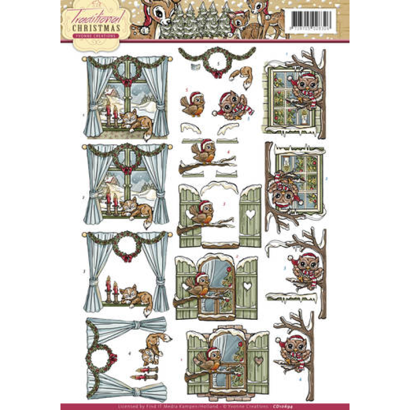 3D knipvel - Yvonne Creations - Traditional Christmas - Raampjes